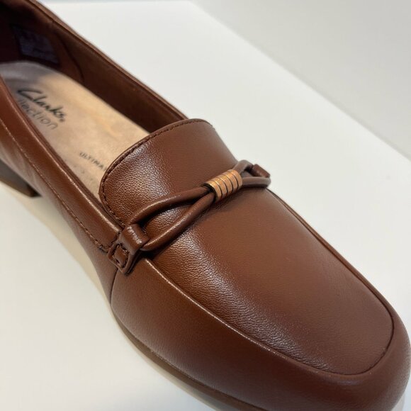 Clarks Collection Juliet Shine Women's Tan Leather Slip-On Loafers Size 6 - Picture 7 of 10